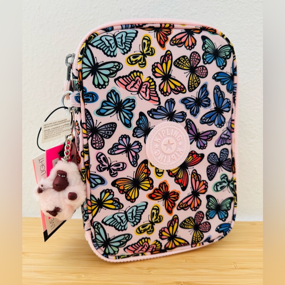 Kipling 100 Pens Case College Accessories Cosmetic Bag Butterfly